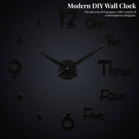 Large Wall Clock for Home Office, 3D DIY Frameless Design, Acrylic Mirror Effect Dial, Modern Living Room Decor, Battery Operated