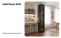 Dining Room Sideboard Hutch Solid Wood Construction Modern Beverage Bar Cabinet Multi-Functional Beverage Bar Storage Cabinet for Homeowners