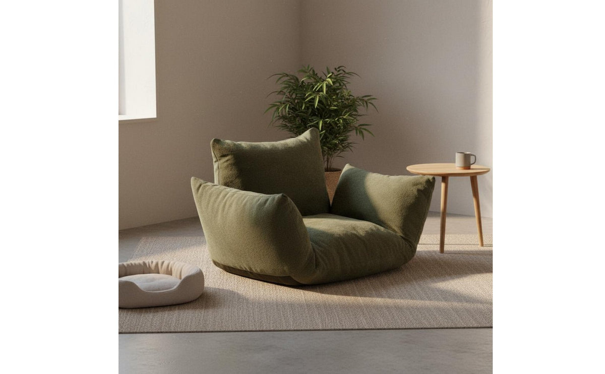 High-Density Filling Convertible Sofa Bed Removable Washable Cover Adjustable Floor Sofa Skin-Friendly Textile Foldable Lazy Chair Sturdy Steel Frame for Bedroom, Living Room