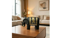 Elephant Sculpture with Gold Accents Decorative Elephant Figurine Textured for Entryway