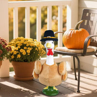 Thanksgiving Turkey Costume for Garden Goose Statue - Festive Outdoor Decor