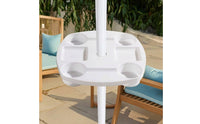 Plastic Umbrella Table Tray with Snack Compartments Lightweight Umbrella Table Tray with Cup Holders Weather Resistant Space-Saving for Poolside