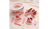Toy Cake Set with Storage Box Wooden Toy Cake Sliceable Pretend Cuisine Set for Young Children, Tea Party, Playroom