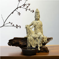 Seated Guanyin Sculpture Ornate Guanyin Figurine Carved Kuan Yin Figurine for Buddhists, Collectors, Meditation Corner, Tea Room, Entryway