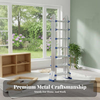 Foldable Multi-Purpose Folding Ladder Adjustable Height Multi-Position Ladder Heavy-Duty Anti-Slip Feet for DIY Enthusiasts, Construction Workers, Indoor, Garage, Workshop, Outdoor