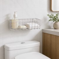 No-Drill Stainless Steel Wall-Mounted Storage Basket for Bathroom & Vanity