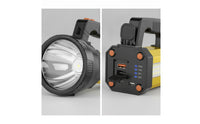 Portable Led Searchlight with Usb Output Large Capacity Rechargeable Flashlight with Handle Heavy-Duty Handheld Flashlight with Side Light High Lumen for Campers, Homeowners, Camping, Emergencies, Power Outages, Outdoor