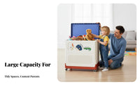 Large Capacity Wheeled animal Toy Chest adaptable Use kids' Storage Bin With casters Child-Safe Design for Children, Toddlers, Parents, Living Room, Playroom, Bedroom, Nursery