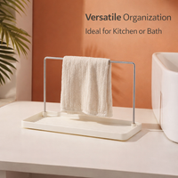 Bathroom Sink and Faucet Organizer with Stainless Steel Shelf, No Drill Wall Mounted Holder for Students