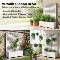Planter Box Outdoor with Trellis, Raised Wooden Planter Box 100cm, Rectangular Garden Planter for Climbing Plants, Rustic Freestanding