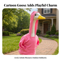 Coral-Tinted Goose Hoodie Modern Rhythm Design Porch Goose Costume Funny Design Figurine Clothing for Holiday Enthusiasts, Garden Decorators, Outdoor