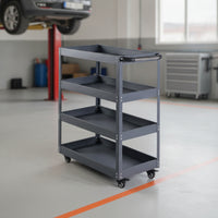 Four-Tier Utility Cart Multi-Purpose Metal Cart with Handle Space-Saving