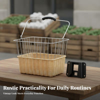 Quick Release Design Folding Bike Basket Large Capacity Woven Front Bike Basket Long-Lasting Construction for Shopping