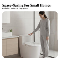 Anti-Splash Unified-Piece Siphonic Toilet Powerful Flush Water Closet Easy-to-Clean Glaze Ware Soft-Close Seat for Apartment Dwellers, Homeowners, Bathroom, Restroom, Home