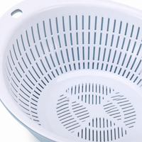 Small Colander and Bowl Set, Double Layer Rice Strainer, PP Kitchen Strainer for Washing Vegetables & Fruit, 34x29x11cm