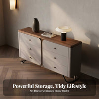 Wood Leather-Wrapped Top Sideboard Multi-Functional Modern Minimalist Cabinet Sturdy Construction Rounded Corner Storage Chest for Homeowners, Adults