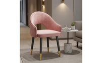 Modern Leather Dining Chair Light Elegant Design Upholstered Armchair with Metal Legs Nordic Style Curved Open Back Accent Chair for Living Room