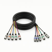 Color-Coded 6-Channel XLR Snake Cable for Musicians, Sound Reinforcement