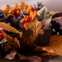 Autumn Candle Wreath Thanksgiving Fall Candle Wreath Table Centerpiece Wreath Harvest Seasonal for Hosts, Mantel, Entryway