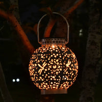 Solar Handheld Lantern Decorative Hanging Lantern Metal Lighting Cordless for Garden