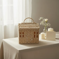 Woven Storage Basket Gift Box Portable Handmade Gift Hamper Versatile House Shaped Basket for Kids, Home Decor
