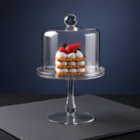 Glass Dome Cake Stand Decorative Glass Cloche Display Stand Pedestal Dessert Display with Cover Versatile for Parties