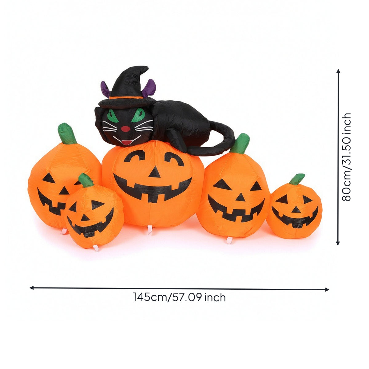 Cat on Pumpkin Inflatable Waterproof Inflatable Pumpkin and Cat for Homeowners, Yard, Lawn