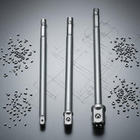 3 Pieces Chrome Vanadium Steel Hex to Square Adapter 150 Mm Socket Adapter Set Silver Finish