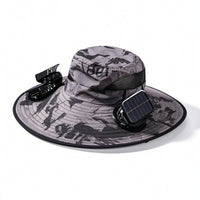 Wide Brim Sun Hat with Fan Cooling Sun Hat with Fan Breathable for Camping