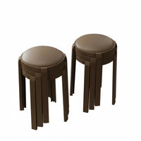 Sturdy Stackable padded seated Round Seat Space-Saving Round Padded Folding Stool Foldable Design Backless Chair Portable for Apartment Dwellers, residents, Living Room, Parties, Kitchen, Bedroom