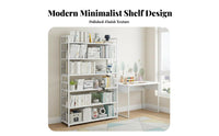 Industrial Aesthetic Multi-Tier Exposed Bookshelf Space-Saving Design Multi-Tier Exposed Bookcase Large Capacity Shelving Unit Sturdy Construction for Book Lovers, Students, Homeowners, Living Room, Study, Bedroom, Entryway