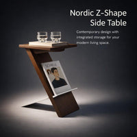 Z-Shaped Side Table Living Room, Small Apartment End Table Narrow, Nordic Minimalist Furniture, Home Decor Accent Table Storage