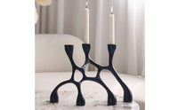 Modern Three-Arm Candelabra Glossy Sculptural Candelabra Abstract Three-Arm Candle Holder Tabletop for Art Collectors, Minimalists, Dining Table, Entryway, Study