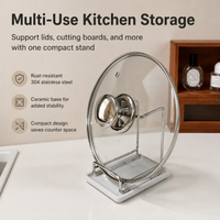 Pan Lid Holder, Chopping Board Holder, 304 Stainless Steel Pan Organiser, Countertop Saucepans Lid Storage for Home Cooks