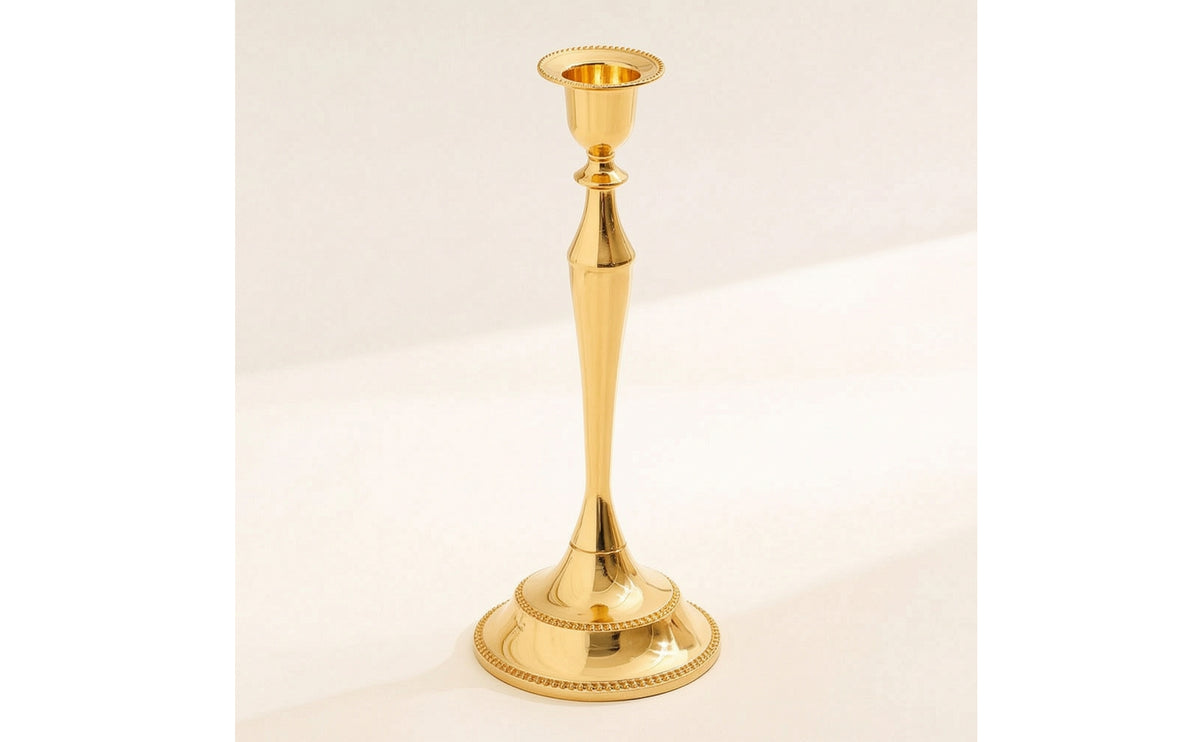Candlestick Holder Beaded Metal Candlestick Slim for Wedding
