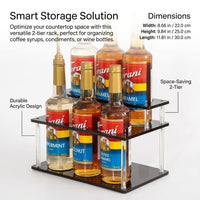 Coffee Syrup Organizer Rack, 2 Tier Clear Acrylic Bottle Kitchen Organization for Bar, Countertop