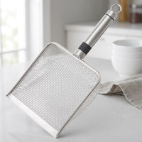 Pet Litter Scooper and Mesh Scooper, Stainless Steel Animal Waste Scooper, Garden Soil Sieve with Deep Basket for Cat Litter and Reptile Sand