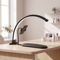 Arc-Shaped Nail Lamp with Phone Holder Shadow-Shadowless Crescent Nail Lamp Manicure Light Shadowless High CRI for Manicurists