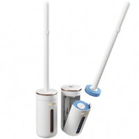 Wall-Mounted Toilet Brush with Holder Compact Toilet Brush with Refill Heads Cleaning Tool Long-Handled Space-Saving