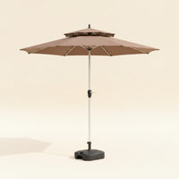 Patio Umbrella with Base Aluminum-Pole Outdoor Umbrella with Base Large Shade Area Double Top for Homeowners, Cafe Owners, Garden, Backyard, Balcony