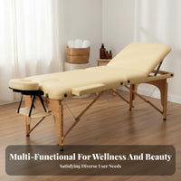 Foldable Massage Table Versatile Wooden Spa Bed Widened Design Adjustable Inking Couch for Physical Therapists, Estheticians, Medical Facility, Travel