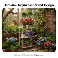 Multi-Tier Folding Ladder Rack Floor-Standing Plant Stand Foldable Design Garden Accessory Multifunctional for Gardeners, Apartment Dwellers, Homeowners, Balcony, Living Room, Bedroom, Office