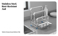 Pot Lid and Board Holder Installation Stainless Steel Countertop Organizer Multi-Functional Kitchen Rack