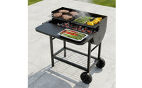 Large Capacity Charcoal Grill with Wheels Heavy Duty Outdoor Charcoal Grill Portable Barbecue Cooker with Wheels Weather-Resistant for Campers