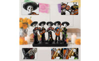 Mariachi Skeleton Figurine Halloween Skeleton Band Members Figurine Decorative Tabletop Decor for Collectors, Hosts, Day of the Dead, Mantel, Party