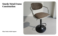 Ergonomic Backrest Adjustable Rolling Chair with Armrests Padded Seat Swivel Stool Quiet Wheels Paleice Furniture Woven Texture for Receptionists, Architects, Bar Counter, Reception Area, Study Room, Kitchen
