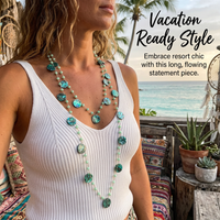 Beaded Necklace for Women, Necklace, Layered Statement Necklace, Summer Vacation Jewelry, Crystal Pendant