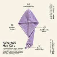 Drying Towel Wrap Turban for Women, Super Absorbent Rapid Microfiber, Anti Frizz Breathable Fleece for Adults