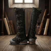 Metal Eyelets Viking Boot Covers Buckles Medieval Boot Covers Stacked Heel Leg Gaiters Calf-High