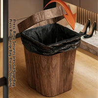 Wood-Grain Open-Top Trash Bin Modern Tapered Wastebasket Minimalist Trash Bin with Inner Liner Textured for Bedroom, Living Room, Office